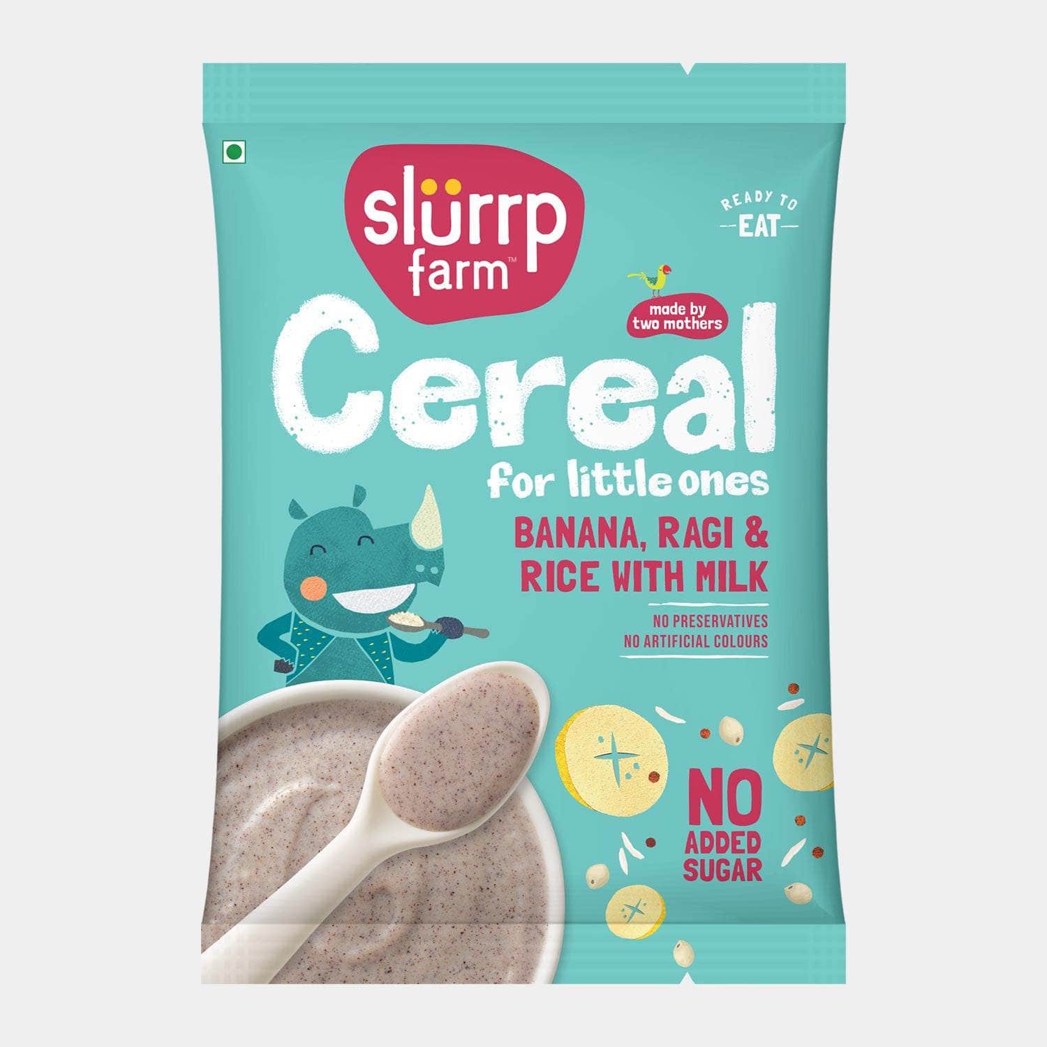 Slurrp Farm Baby Cereal TRIAL PACK - Ragi & Rice Cereal: Banana (No Added Sugar), 50g Pack