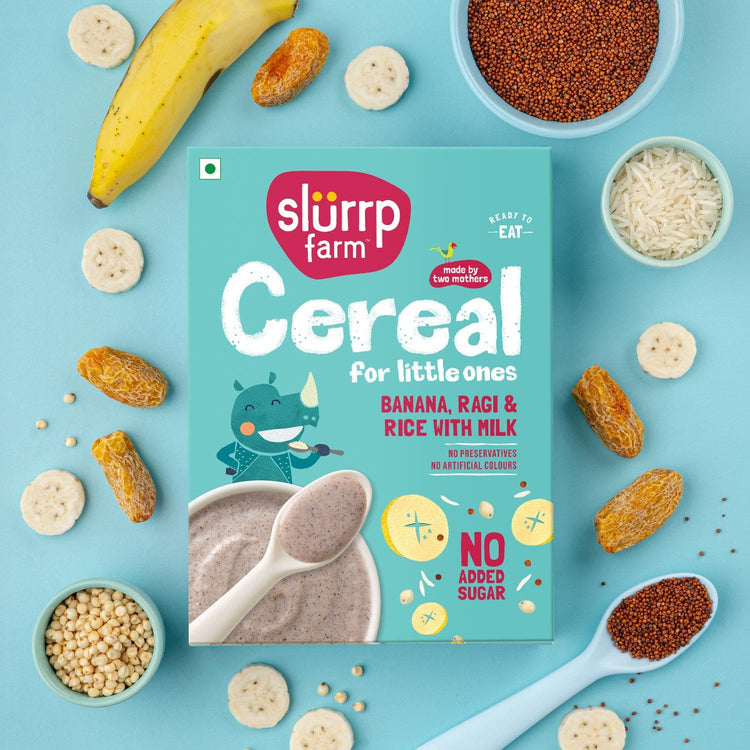 Slurrp Farm Cereal pack of 1 Banana, Ragi and Rice Cereal with Milk