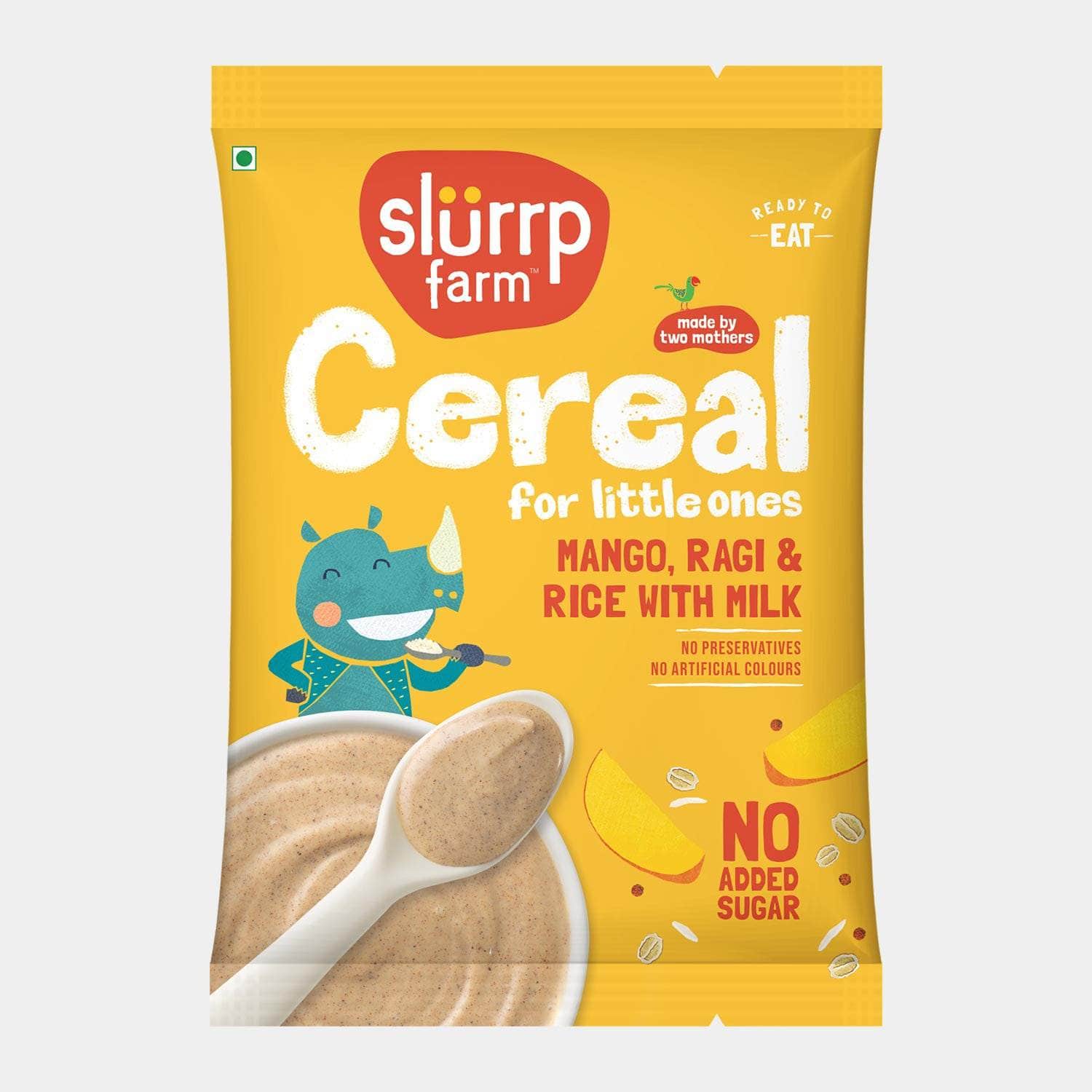 Slurrp Farm Baby Cereal TRIAL PACK - Ragi & Rice Cereal: Mango (No Added Sugar), 50g Pack