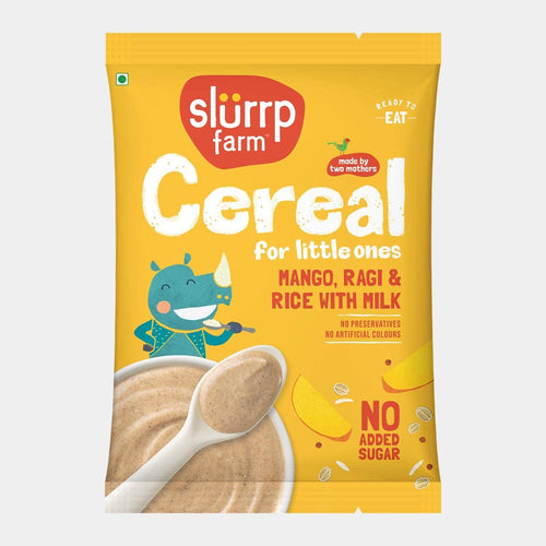 Slurrp Farm Baby Cereal TRIAL PACK - Ragi & Rice Cereal: Mango (No Added Sugar), 50g Pack
