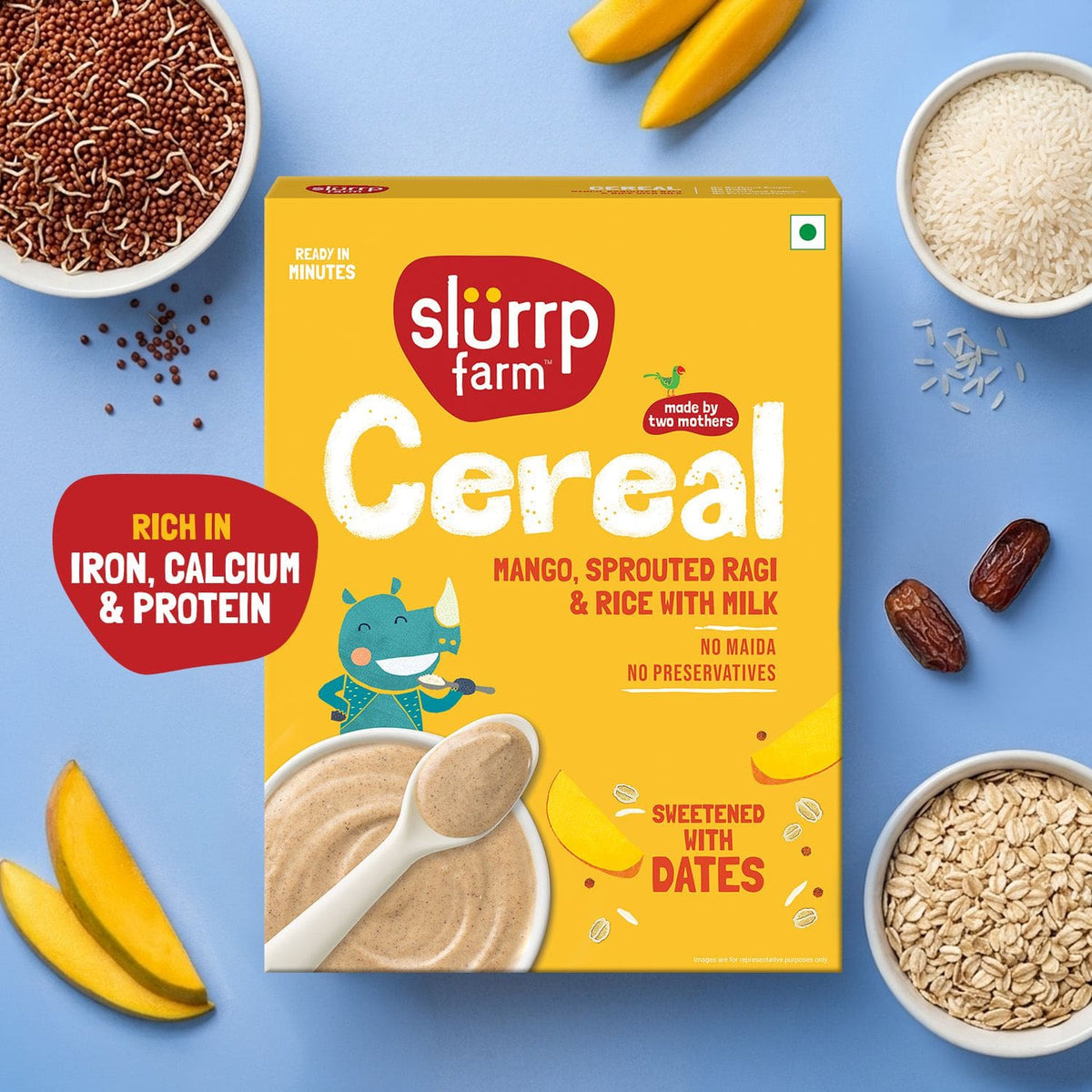 Slurrp Farm Cereal Mango, Ragi and Rice Cereal with Milk
