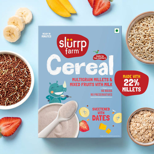 Slurrp Farm Cereal Multigrain Millets and Mixed Fruit Cereal with Milk