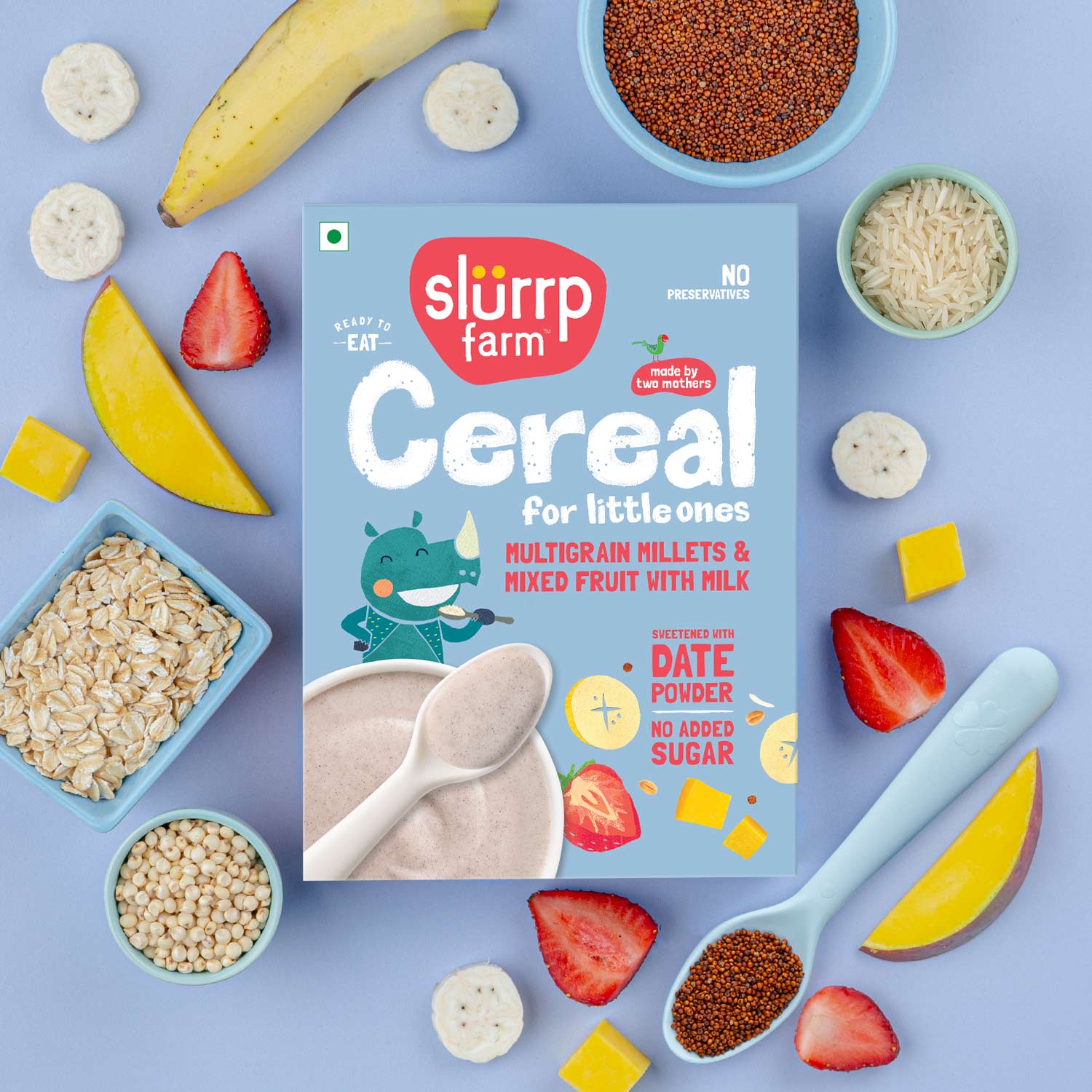 Multigrain Millets and Mixed Fruit Cereal with Milk