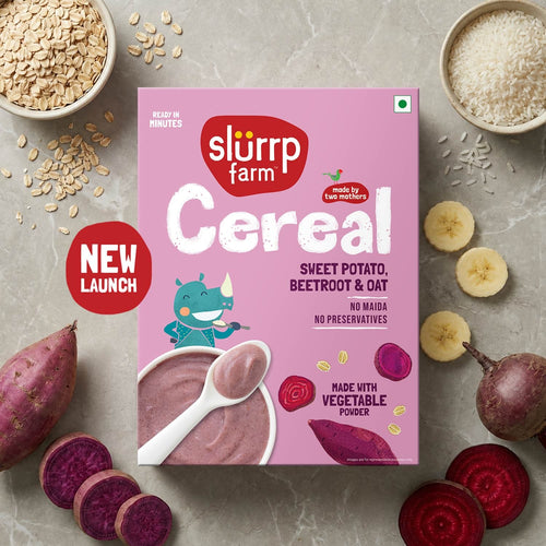 Slurrp Farm Sweet Potato, Beetroot & Oat Cereal with Milk