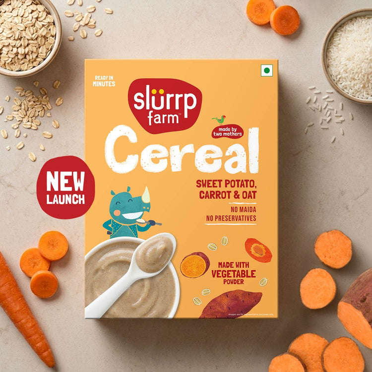Slurrp Farm Sweet Potato, Carrot & Oat Cereal with Milk