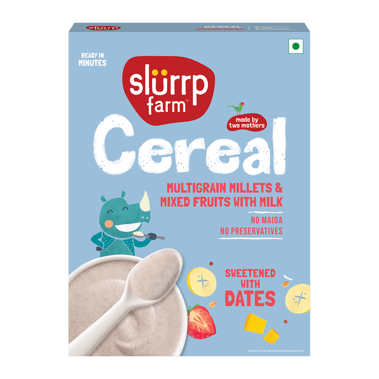 Slurrp Farm Cereal Multigrain Millets and Mixed Fruit Cereal with Milk