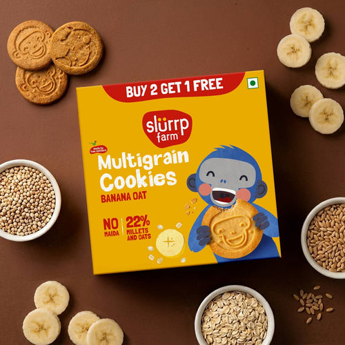 Slurrp Farm Cookies Banana Oat Cookies | Buy 2 Get 1 Free | Super Value Pack