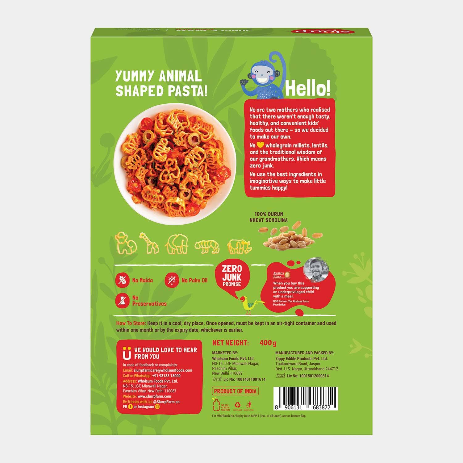 Slurrp Farm pack of 1 Animal Pasta
