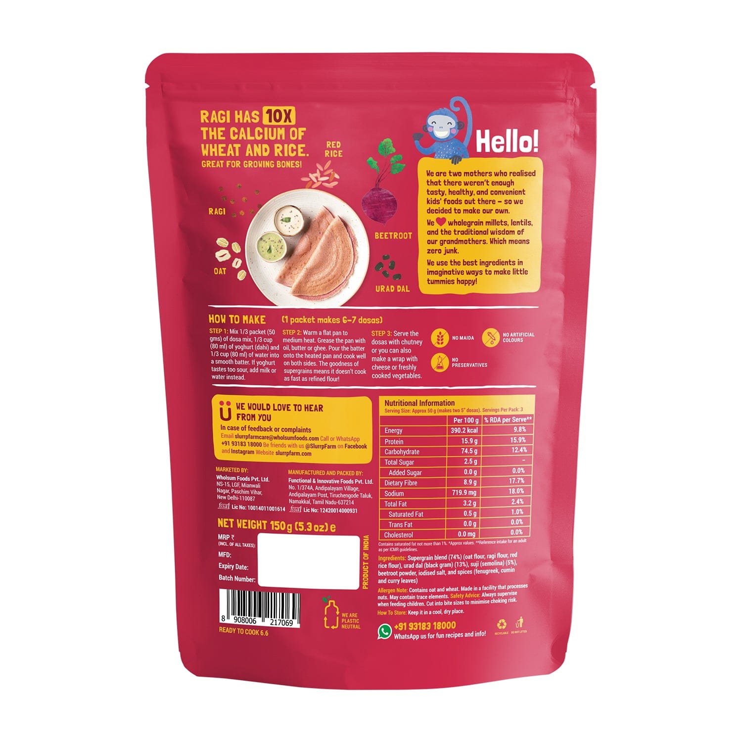 Slurrp Farm combo-dosa Beetroot Multigrain Millet Dosa Mix