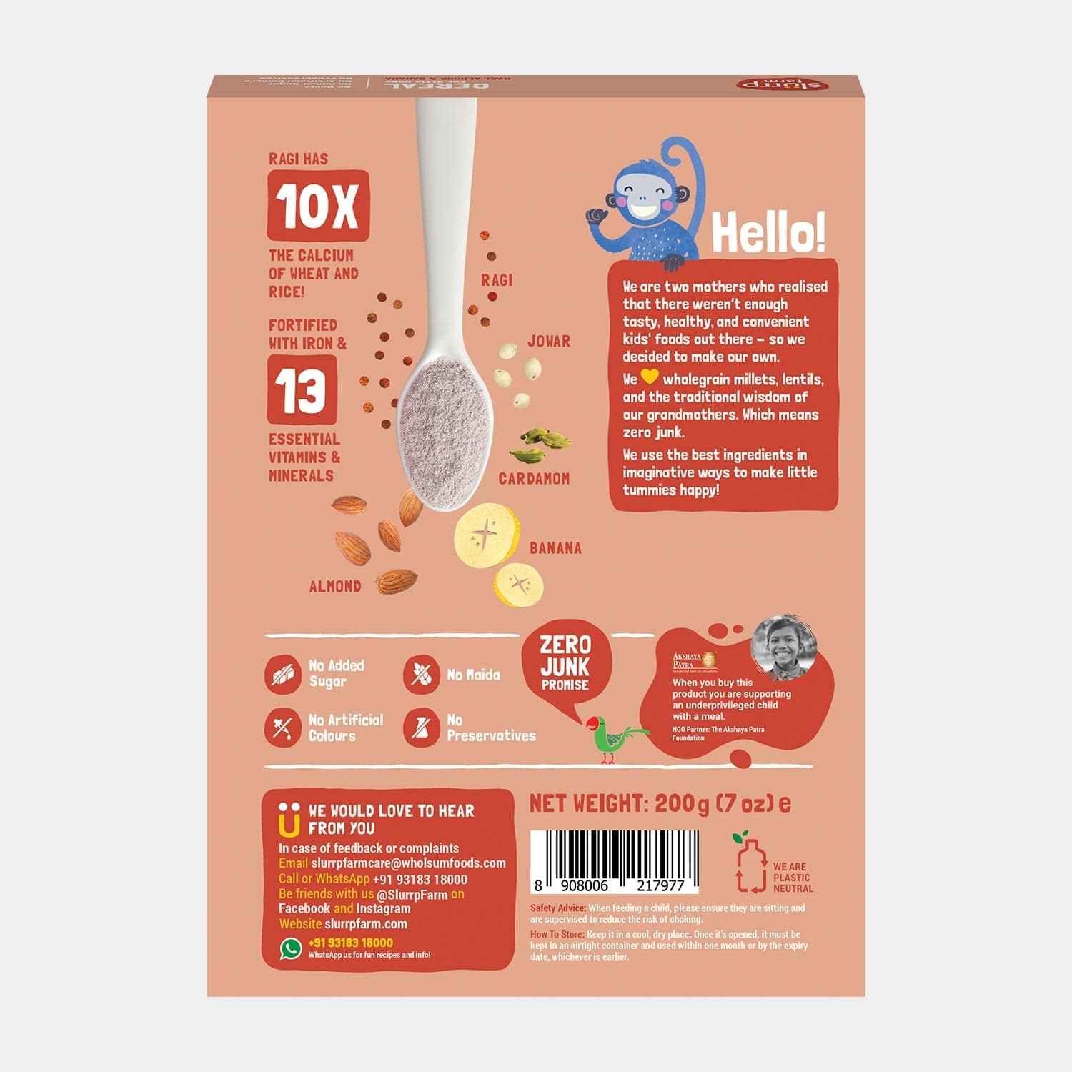 Slurrp Farm Baby Cereal pack of 1 Ragi, Almond and Banana Cereal