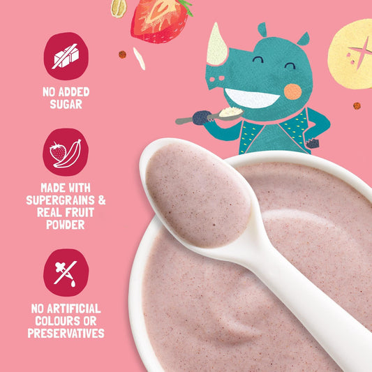 Slurrp Farm Cereal pack of 1 Strawberry, Ragi & Rice Cereal with Milk