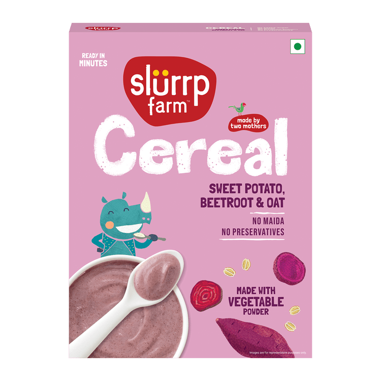 Slurrp Farm Sweet Potato, Beetroot & Oat Cereal with Milk