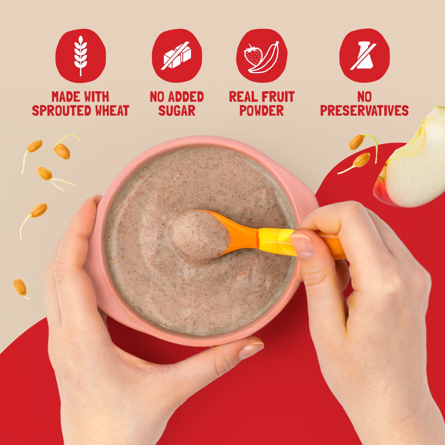 Slurrp Farm First Bites First Bites Sprouted Wheat, Apple and Date Cereal with Milk for Little Ones