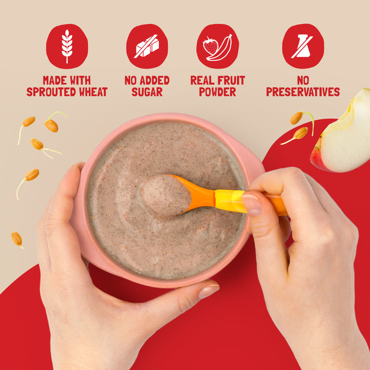 Slurrp Farm First Bites First Bites Sprouted Wheat, Apple and Date Cereal with Milk for Little Ones