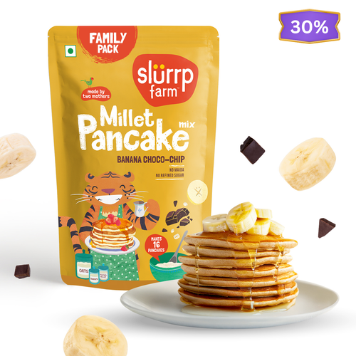 Slurrp Farm Pancake Banana Choco-Chip Millet Pancake Mix 300-gm Family Pack (Stock Up & Save)