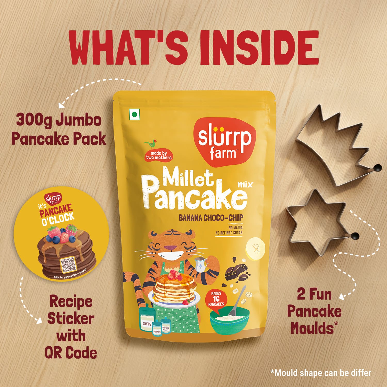 Slurrp Farm Pancake Super Saver Banana Choco-Chip Millet Pancake with FREE Pancake Kit