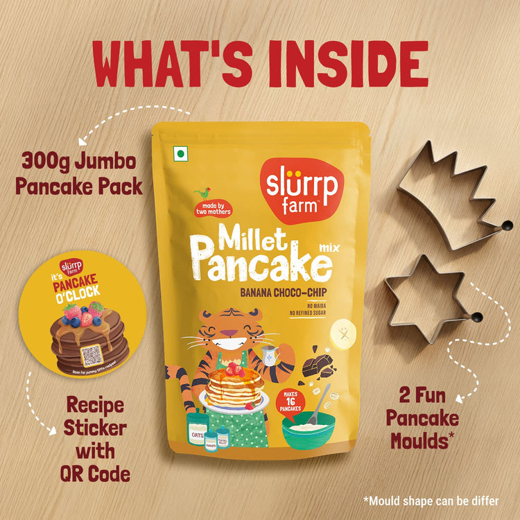 Slurrp Farm Pancake Super Saver Banana Choco-Chip Millet Pancake with FREE Pancake Kit