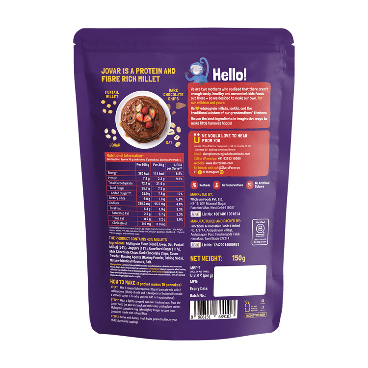 Slurrp Farm Pancake Double Chocolate Millet Pancake Mix