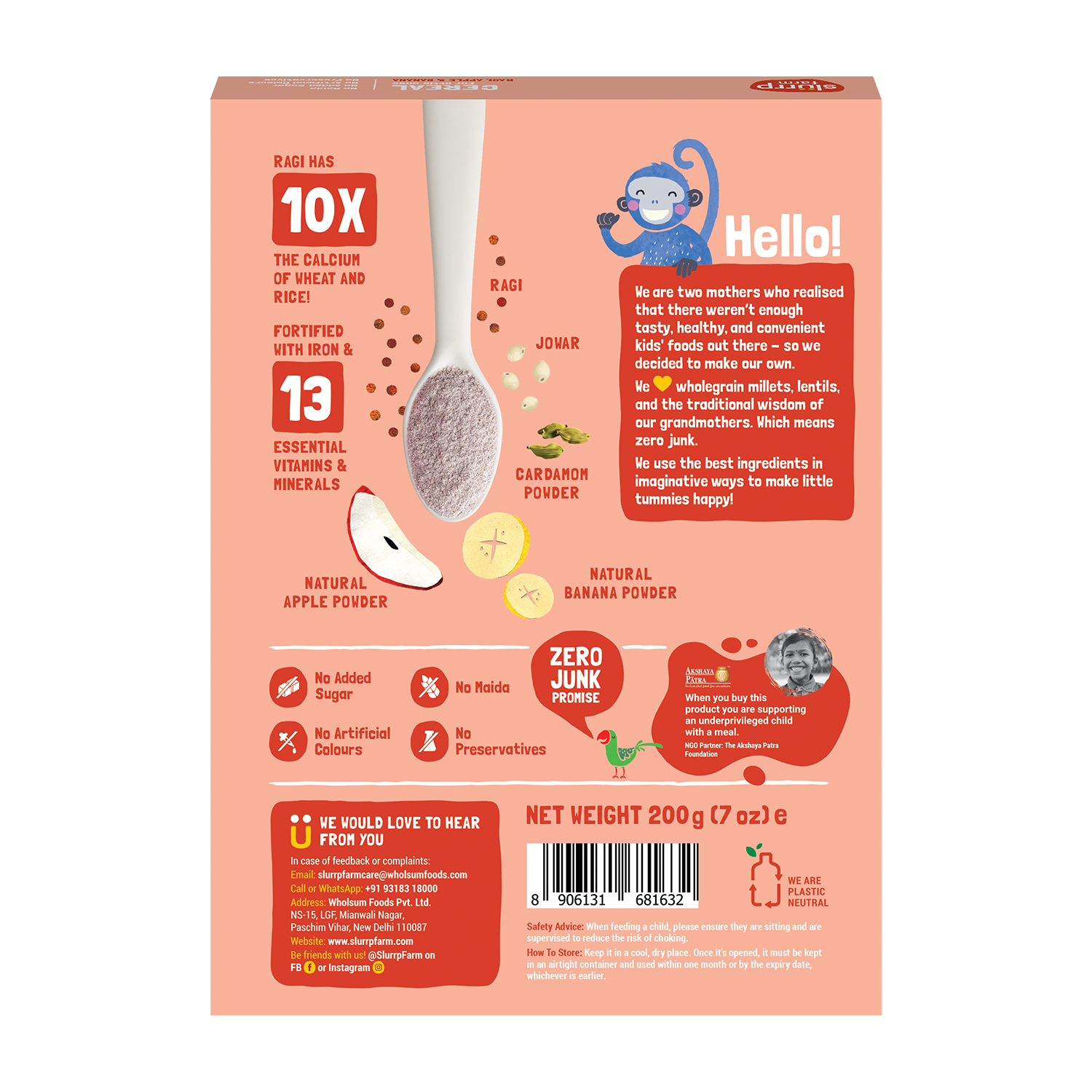 Slurrp Farm Cereal pack of 1 Ragi, Apple & Banana Cereal