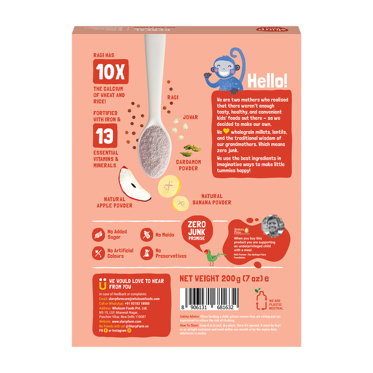 Slurrp Farm Cereal pack of 1 Ragi, Apple & Banana Cereal