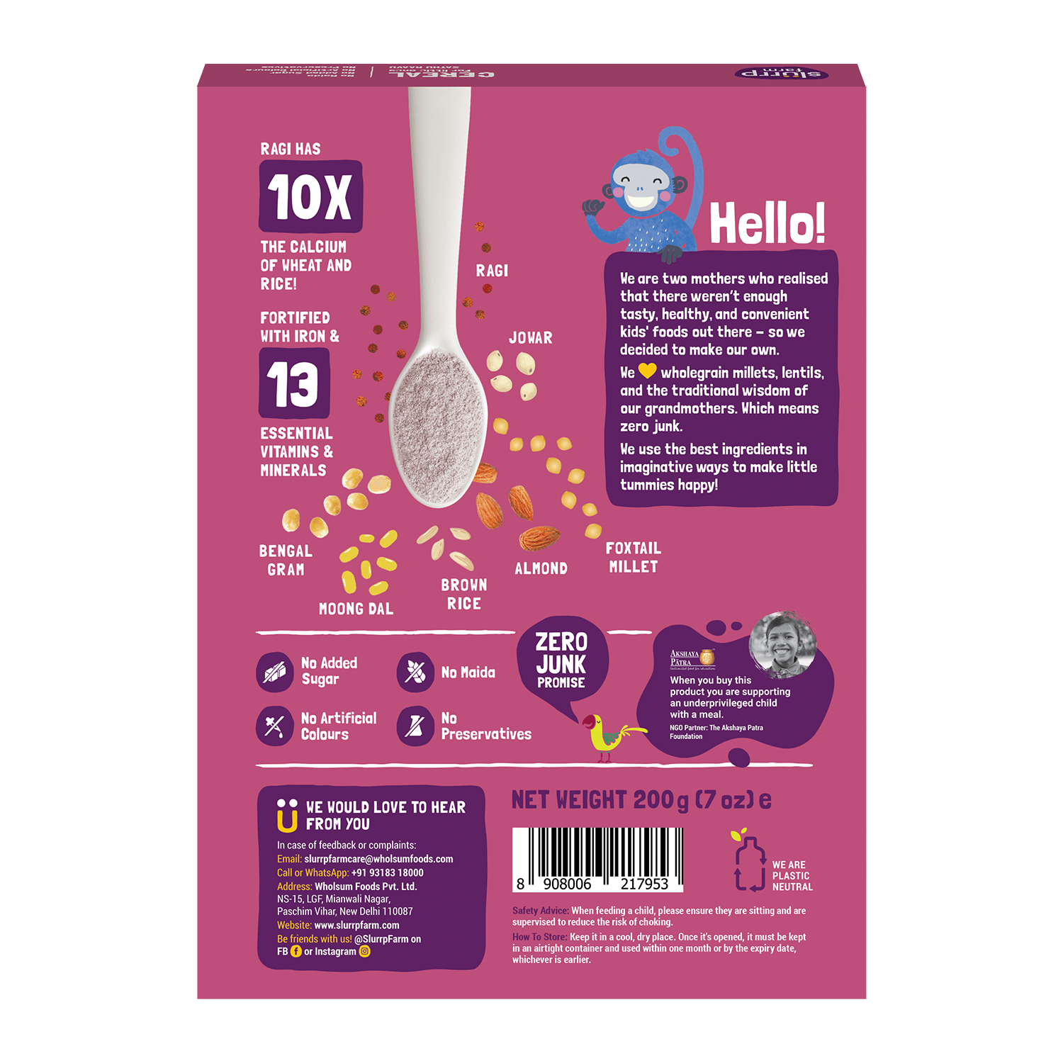 Slurrp Farm Cereal pack of 1 Sathu Maavu Porridge Mix