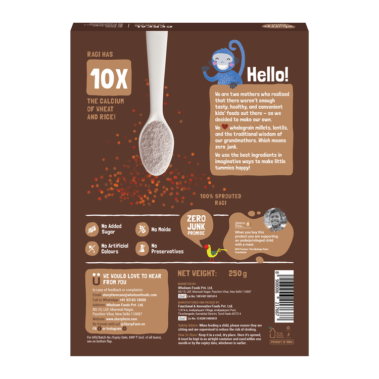 Slurrp Farm Cereal Sprouted Ragi Powder for Little Ones