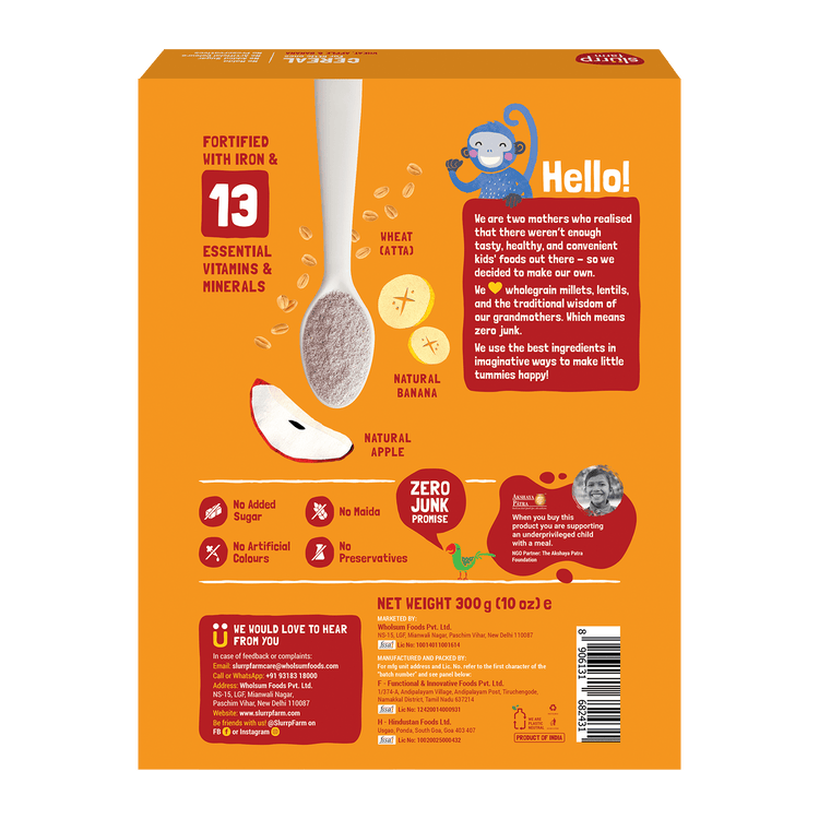 Slurrp Farm Cereal Instant Healthy Cereal | Wheat, Apple & Banana Cereal