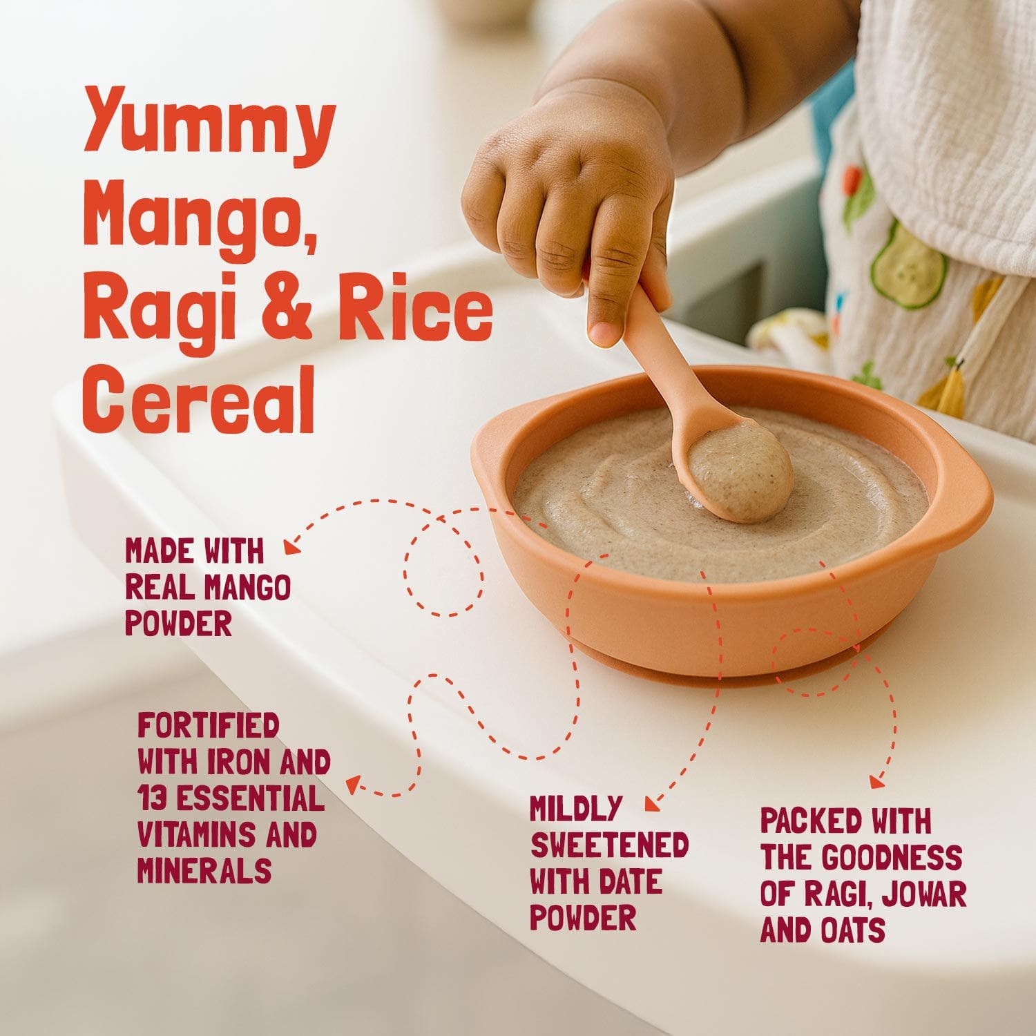 Slurrp Farm Cereal pack of 1 Mango, Ragi and Rice Cereal with Milk