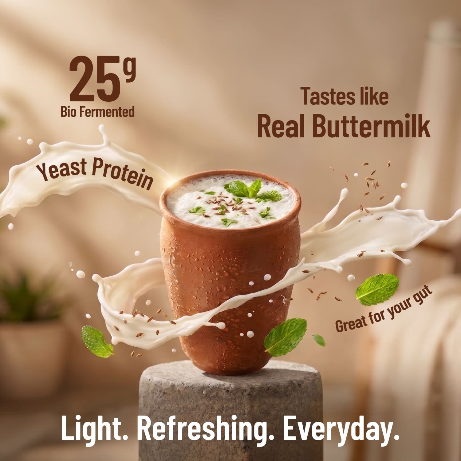 Slurrp Farm MSD Protein Mille Buttermilk Yeast Protein | 25g/Scoop | Savoury, No Added Sugar | Bio-Fermented Yeast Protein | Gut Friendly | PDCAAS 1.0