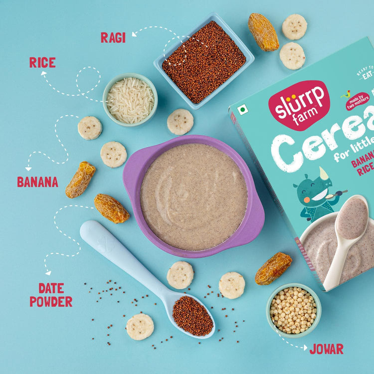 Slurrp Farm Cereal pack of 1 Banana, Ragi and Rice Cereal with Milk