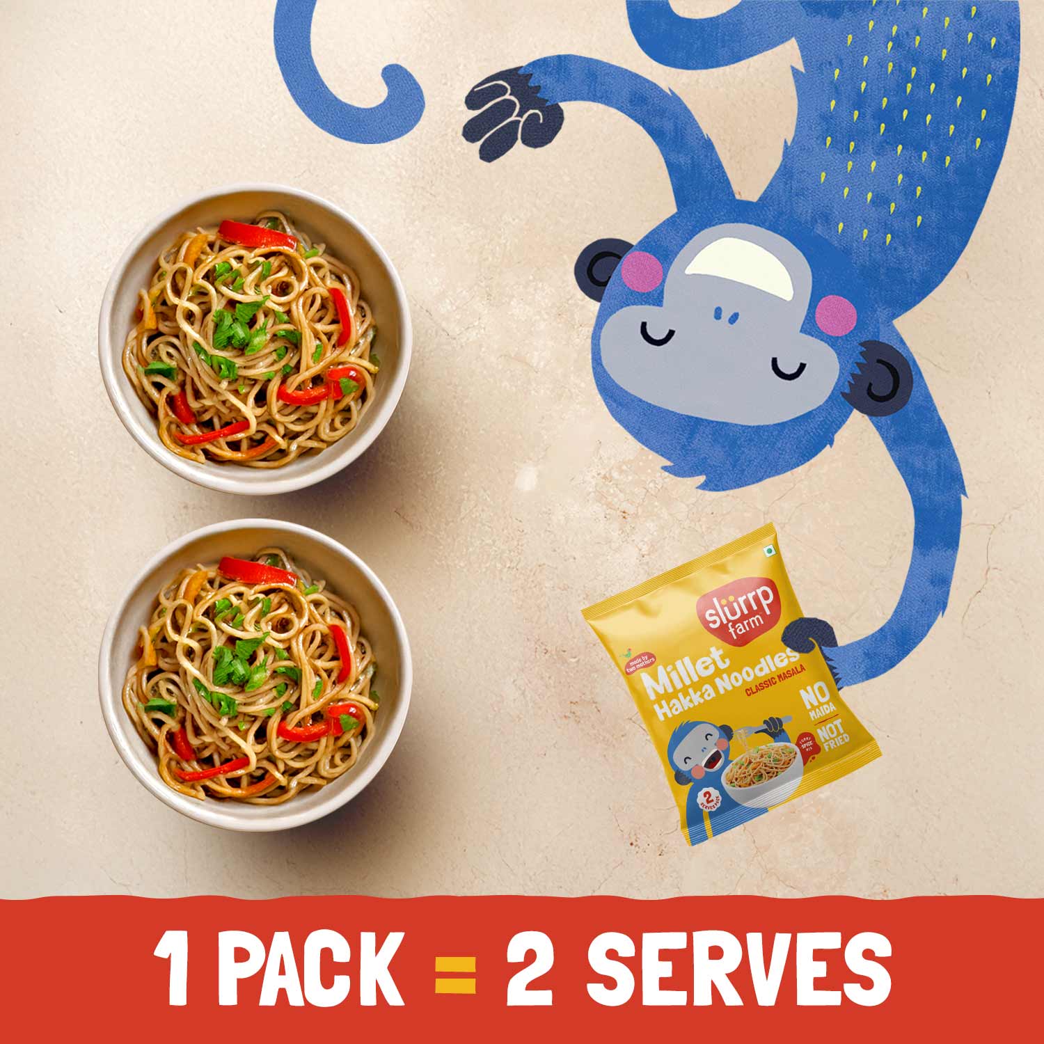 Slurrp Farm Instant Noodle Classic Masala – Serves 2 (96 gms)