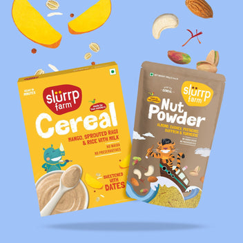 Slurrp Farm Cereal + Superfoods Mango, Ragi & Rice Cereal + Nut Powder Winter Combo | No Added Sugar