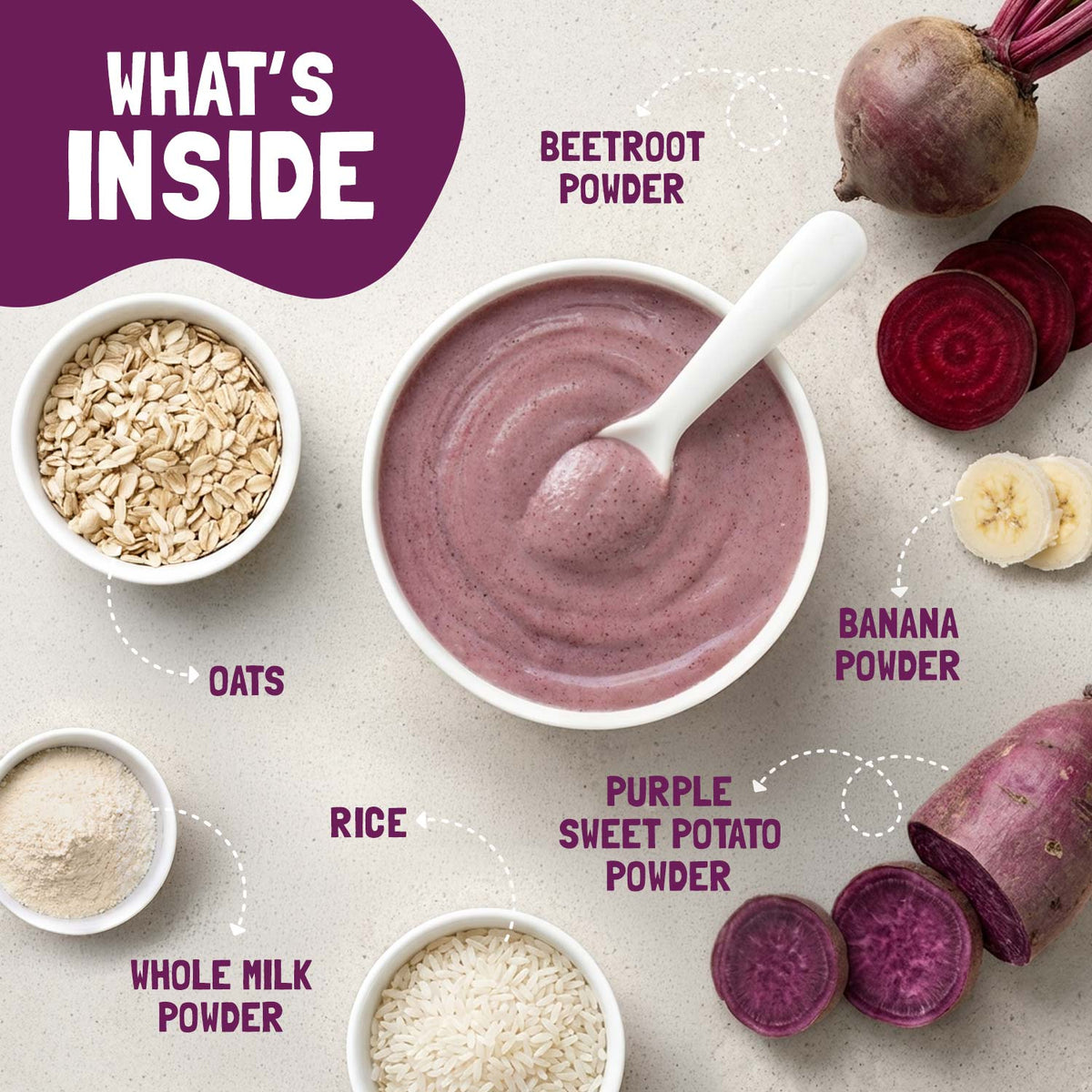 Slurrp Farm Sweet Potato, Beetroot & Oat Cereal with Milk