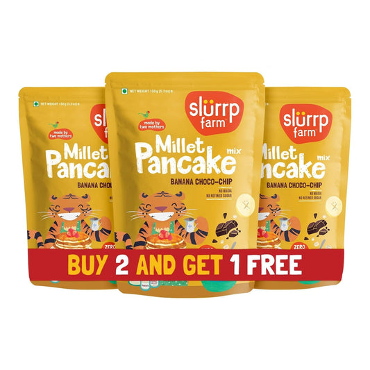 Slurrp Farm Pancake Banana Choco-Chip Millet Pancake Mix | No Maida | Pack of 3