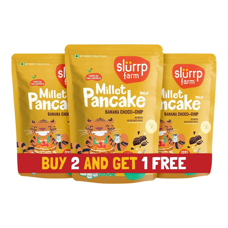 Slurrp Farm Pancake Banana Choco-Chip Millet Pancake Mix | No Maida | Pack of 3