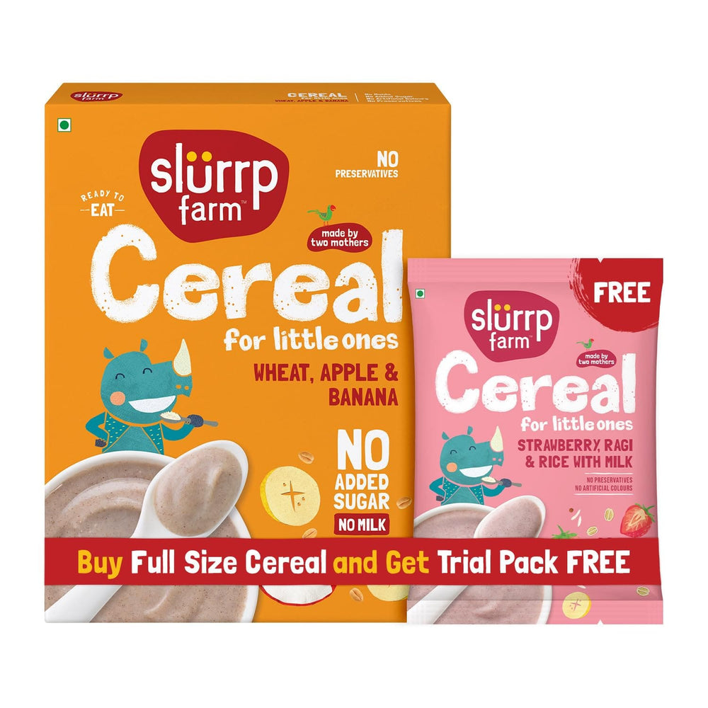 Instant Wheat, Apple & Banana Cereal | Free Strawberry Cereal Trial Pack | 300g + Free 50g