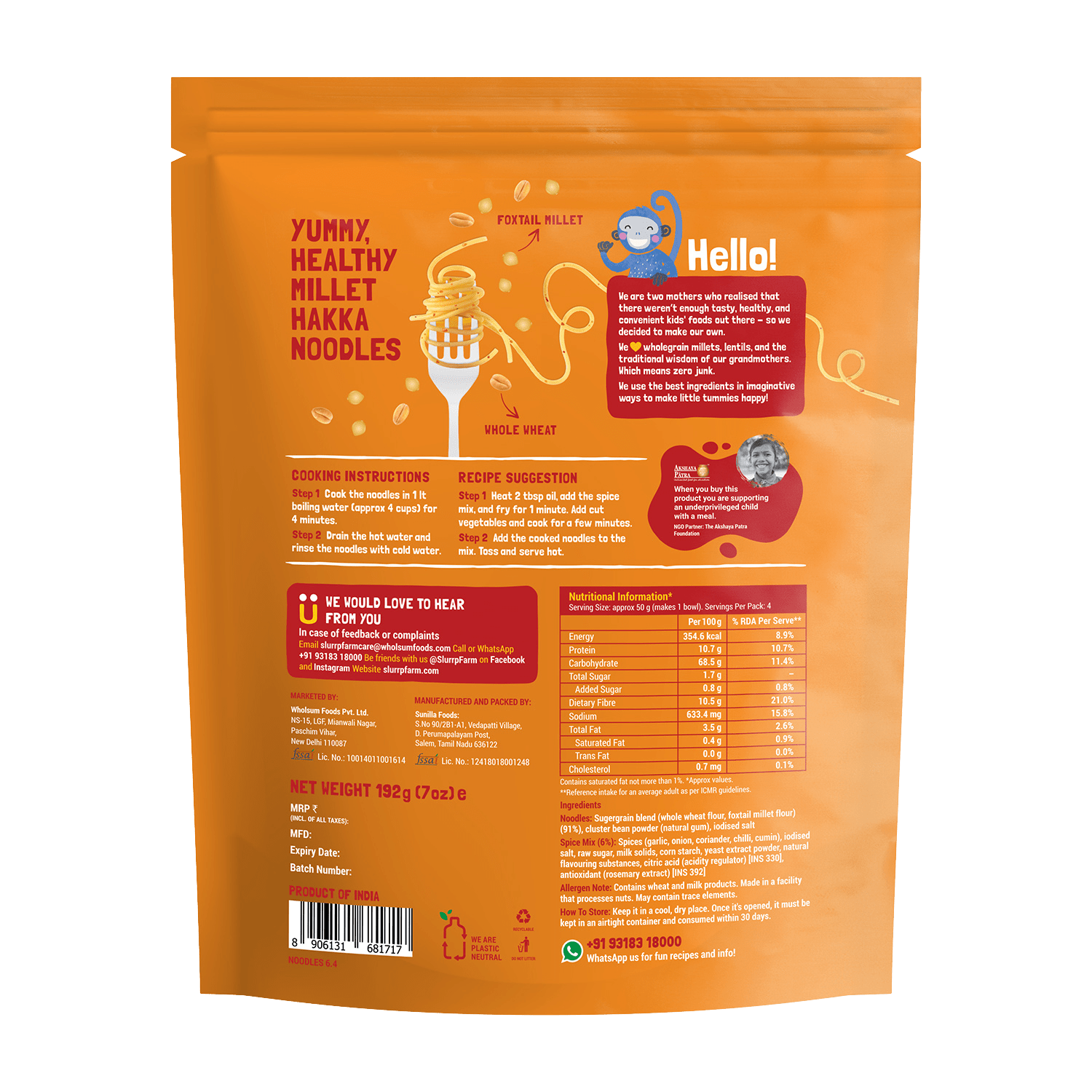 Slurrp Farm Millet Noodles - Pack of 3 Flavours