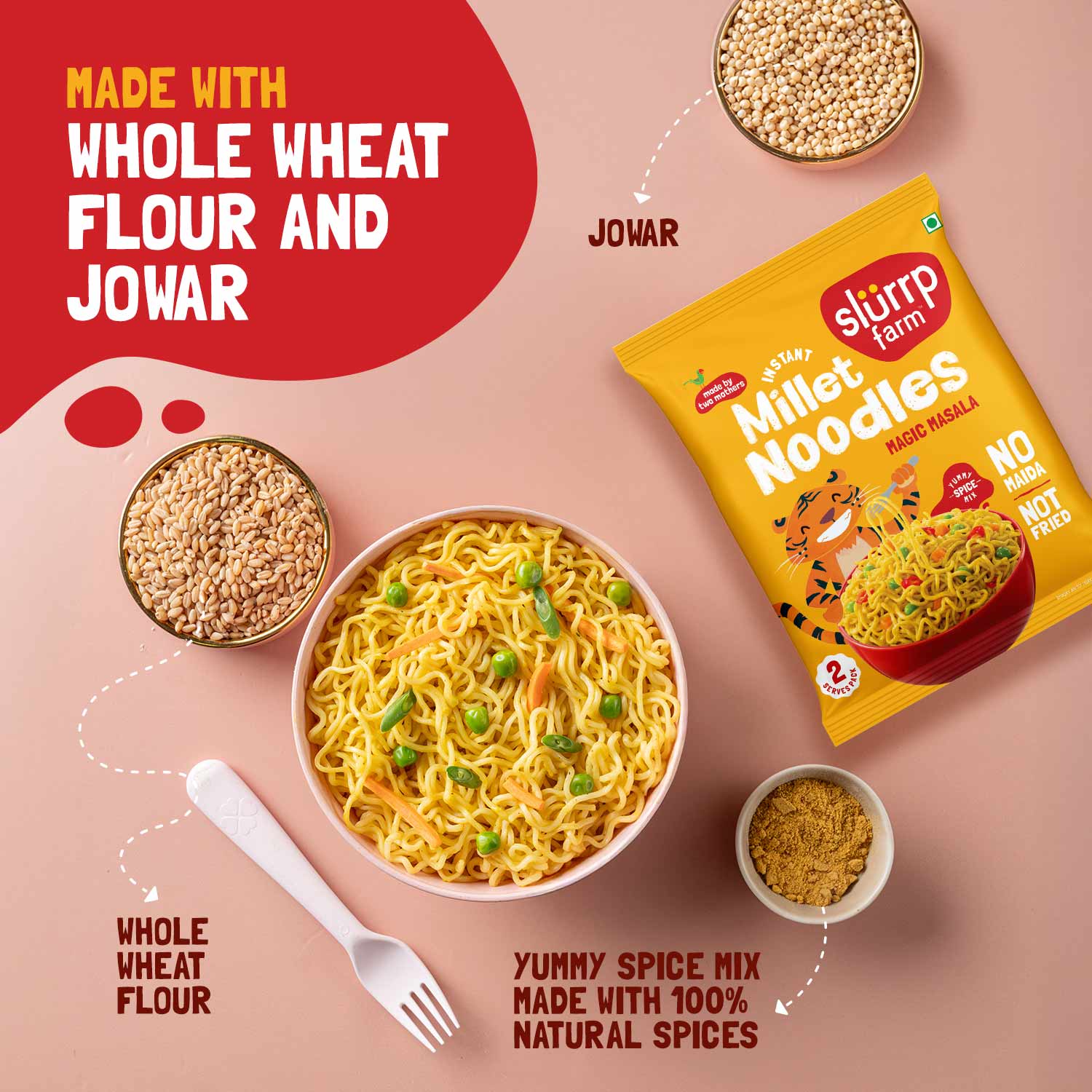 Slurrp Farm Instant Noodle Instant Noodles - Serves 2 (Pack of 1)