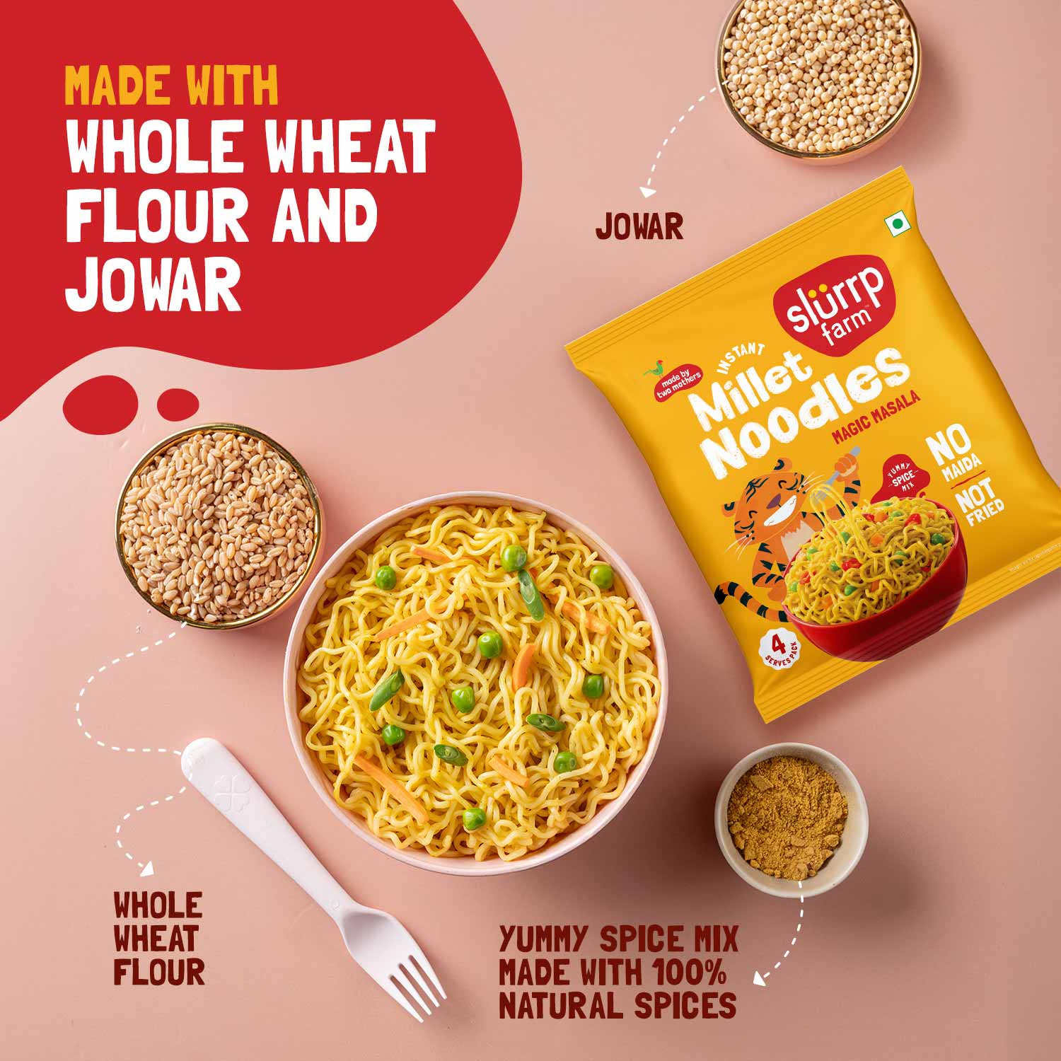 Slurrp Farm Instant Noodle Instant Noodles - Serves 4 (Pack of 2)