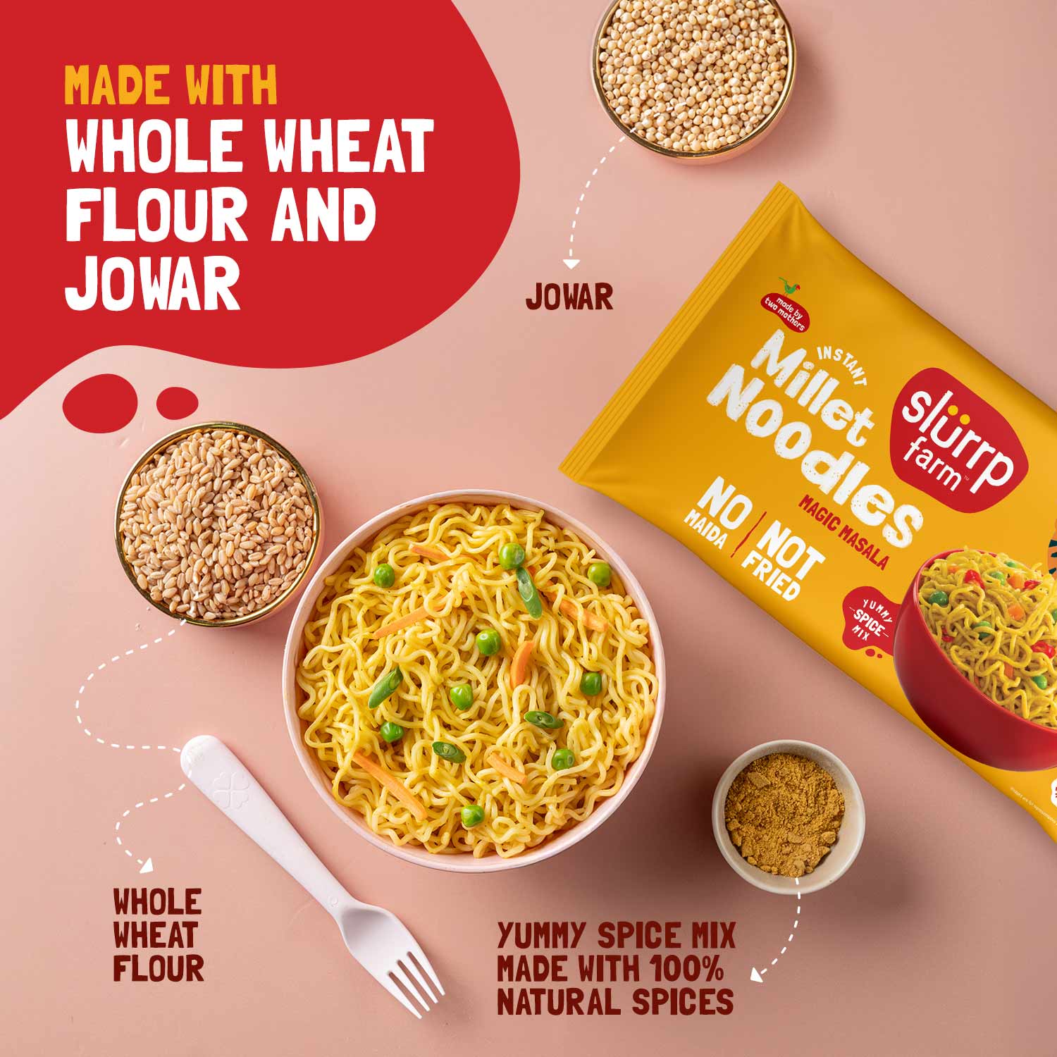 Slurrp Farm Instant Noodle Instant Noodles - Serves 8 (Pack of 4)