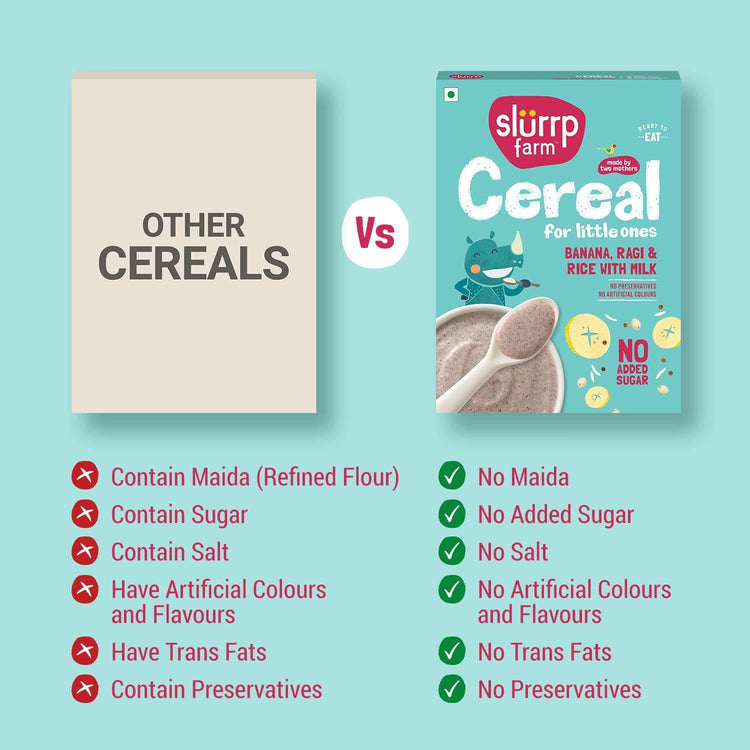 Slurrp Farm Cereal pack of 1 Banana, Ragi and Rice Cereal with Milk