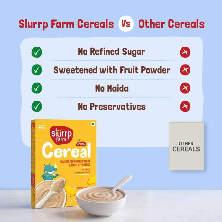 Slurrp Farm Cereal Mango, Ragi and Rice Cereal with Milk