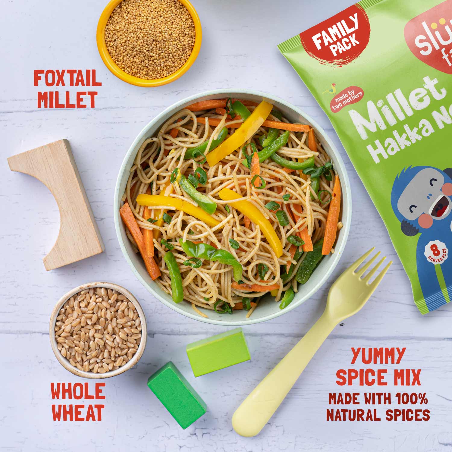 Slurrp Farm Hakka Noodle Mild Masala – Serves 8 (384 gms)