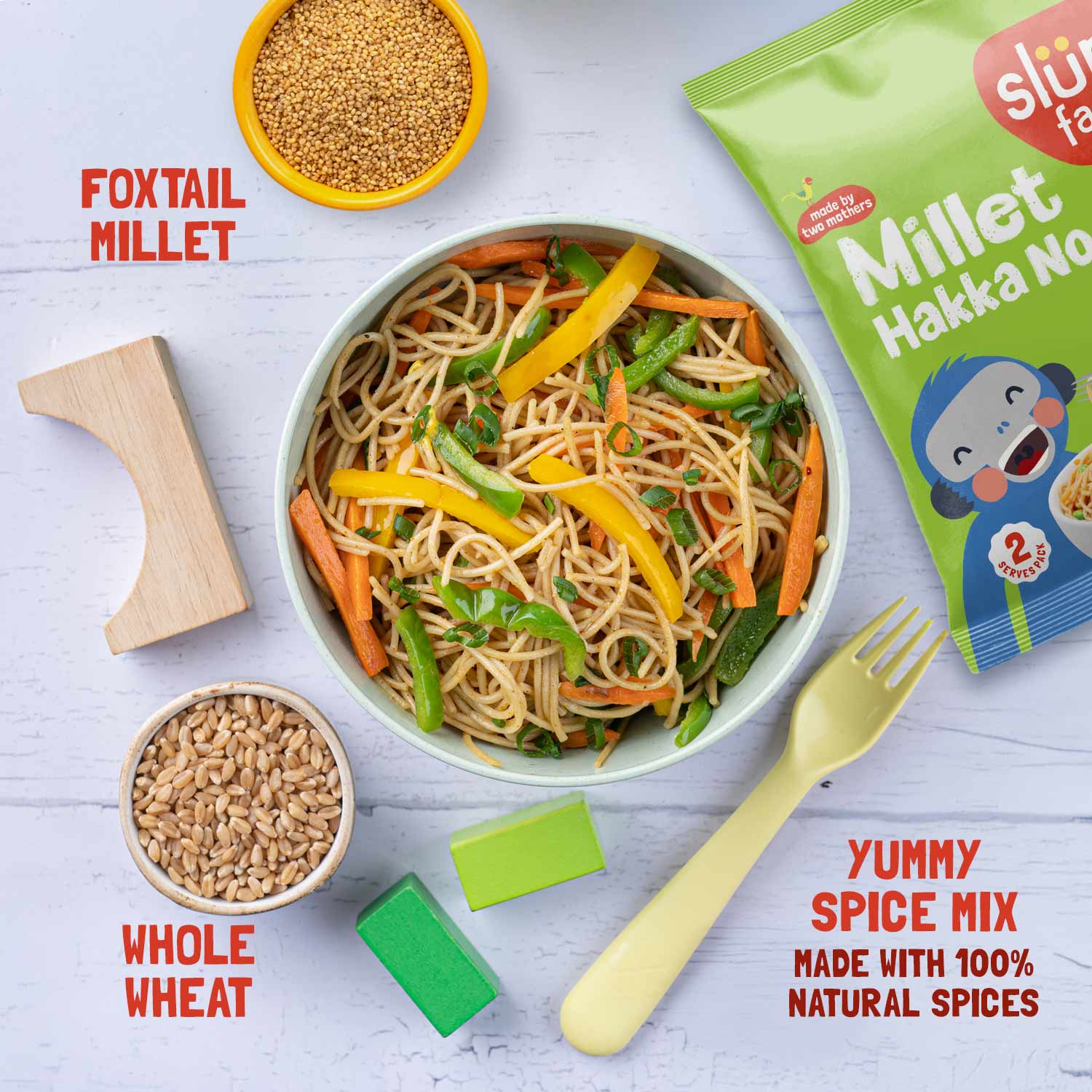 Slurrp Farm Instant Noodle Millet Noodles - Mild Masala (Serves 2)