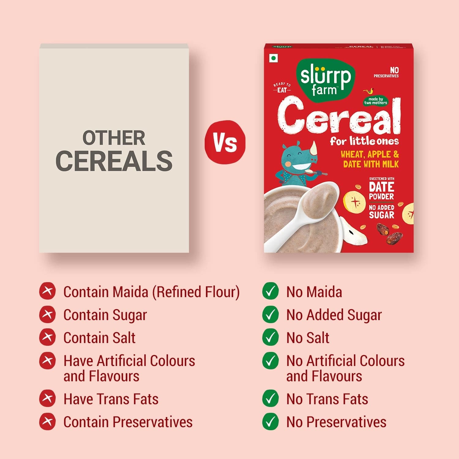 Slurrp Farm Cereal Wheat, Apple & Date with Milk | Instant Cereal