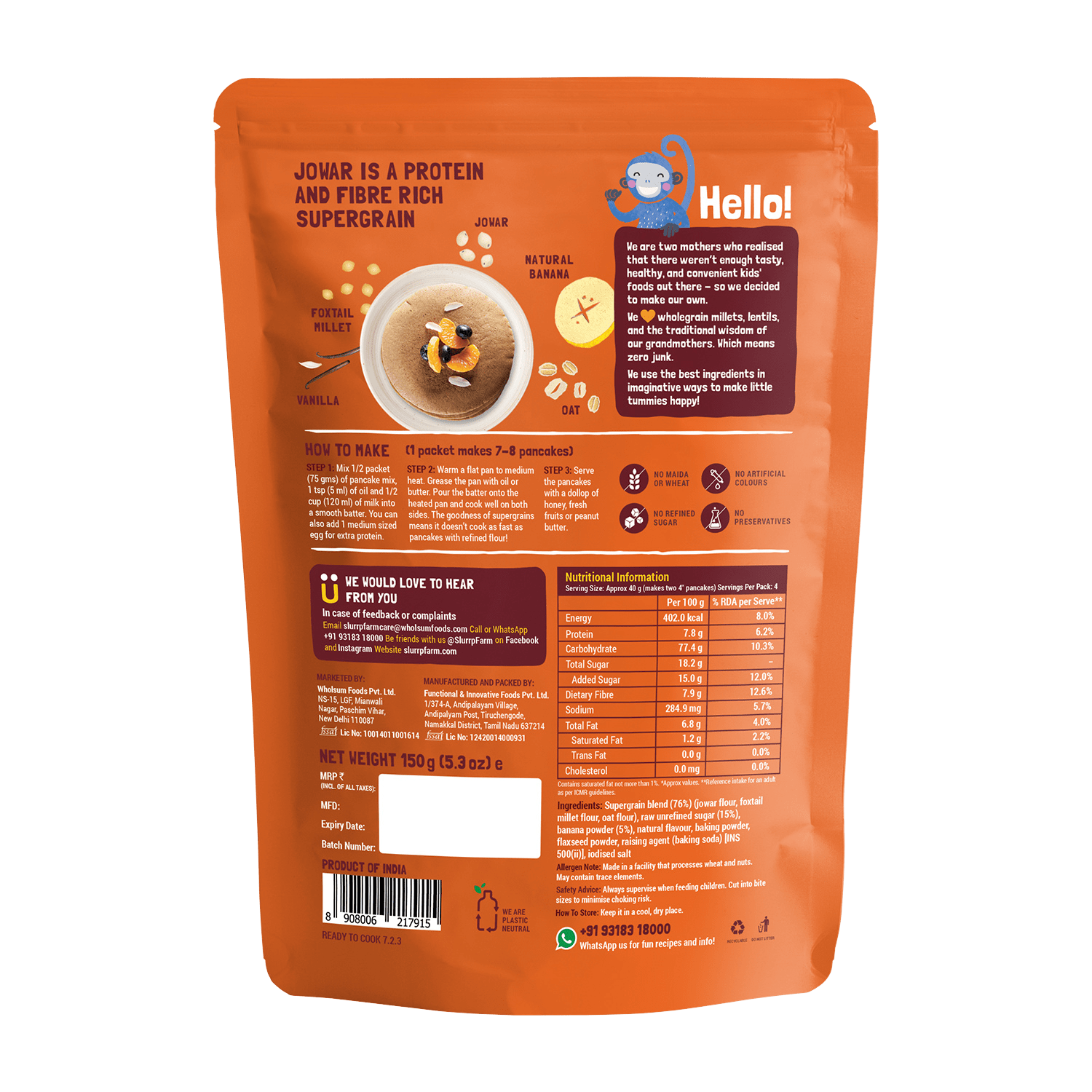 Slurrp Farm Blueberry & Classic Combo: Millet Pancake (Pack of 2)