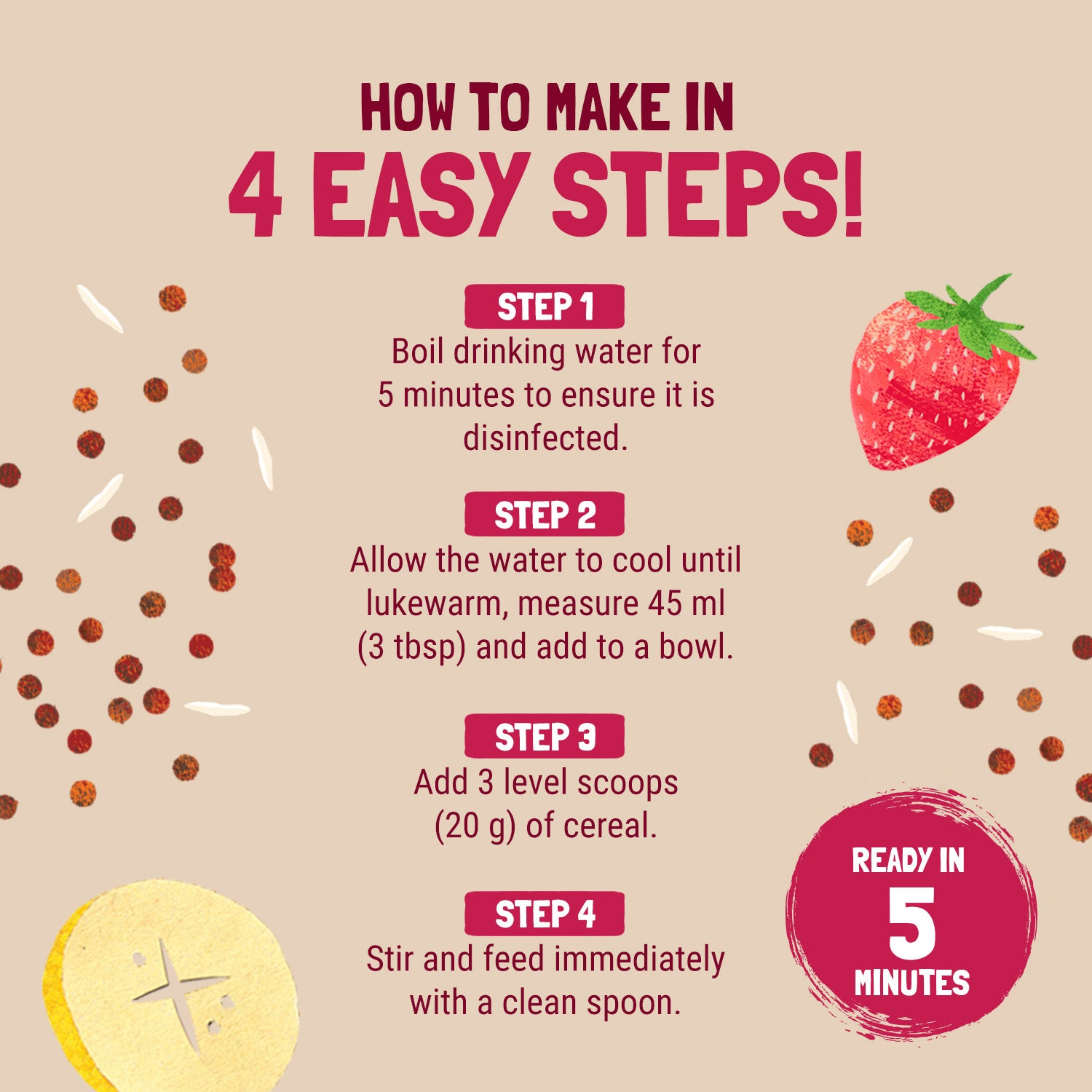 Slurrp Farm First Bites First Bites Strawberry, Sprouted Ragi & Rice Cereal with Milk for Little Ones