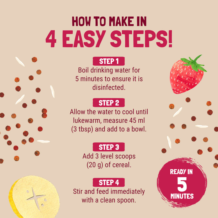 Slurrp Farm First Bites First Bites Strawberry, Sprouted Ragi & Rice Cereal with Milk for Little Ones