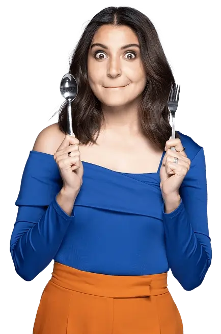 Person holding utensils