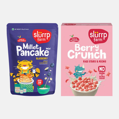 Berry Good Combo: Berry Crunch – Ragi Stars & Moons & Blueberry Millet Pancake